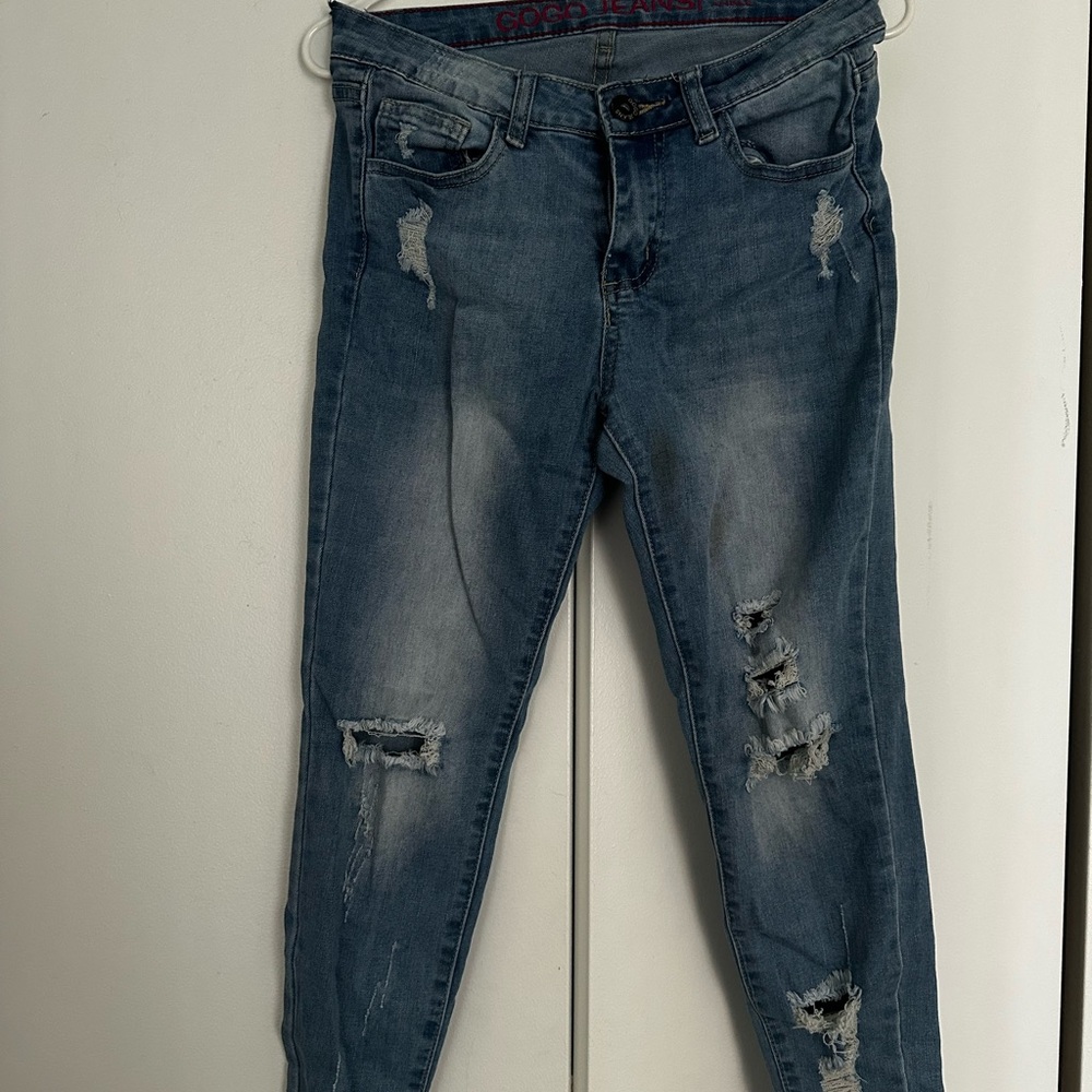 Distressed Blue Jeans
